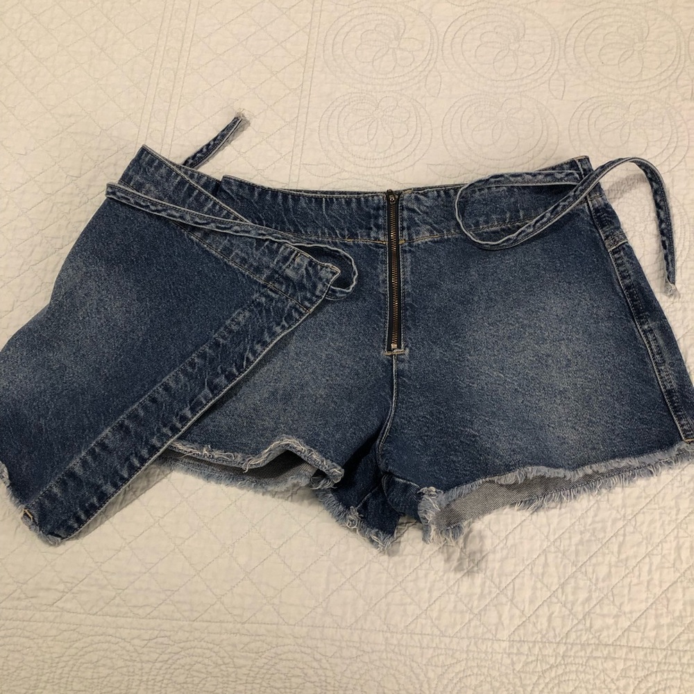 We The Free Denim Wrap Mini Skirt in Blue aso Taylor swift - Picture 6 of 13